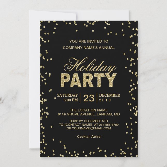 Invitación Fiesta de feriados corporativos | Puntos Purpurina (Anverso)