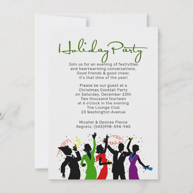 Invitación Fiesta de feriados de Amigos y Saludos (Anverso)