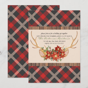 Invitación Fiesta de feriados Oh Deer Woodland Antlers