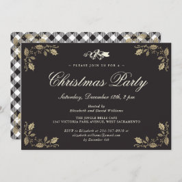 Invitación Fiesta de feriados para Navidades de oro negro