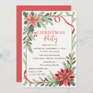 Invitación Fiesta de festividad de marco floral para navidade