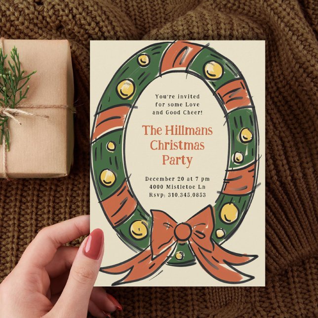 Invitación Fiesta de festividad de Wreath, Personalizado de o (Subido por el creador)