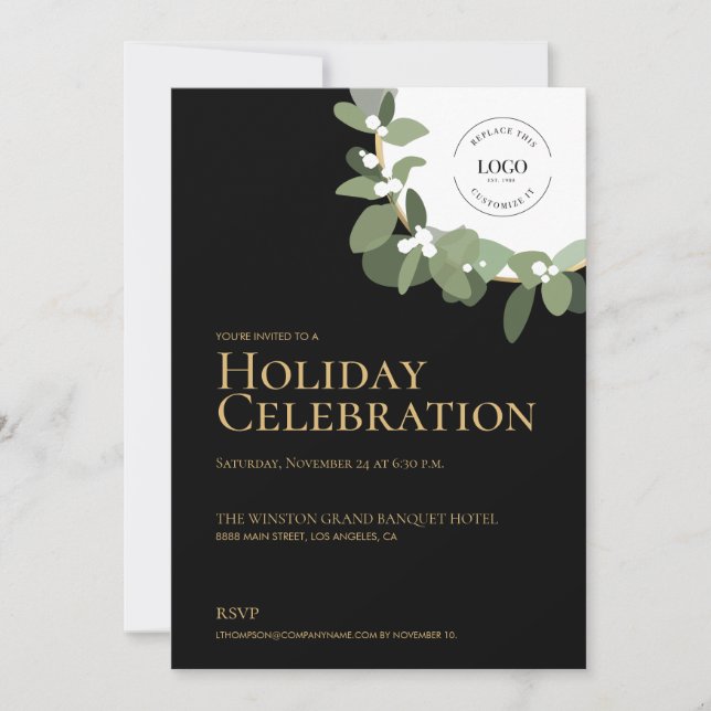 Invitación Fiesta de festividad moderna Wreath (Anverso)