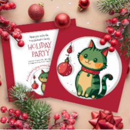 Invitación Fiesta de festividad para gatos de Navidades travi