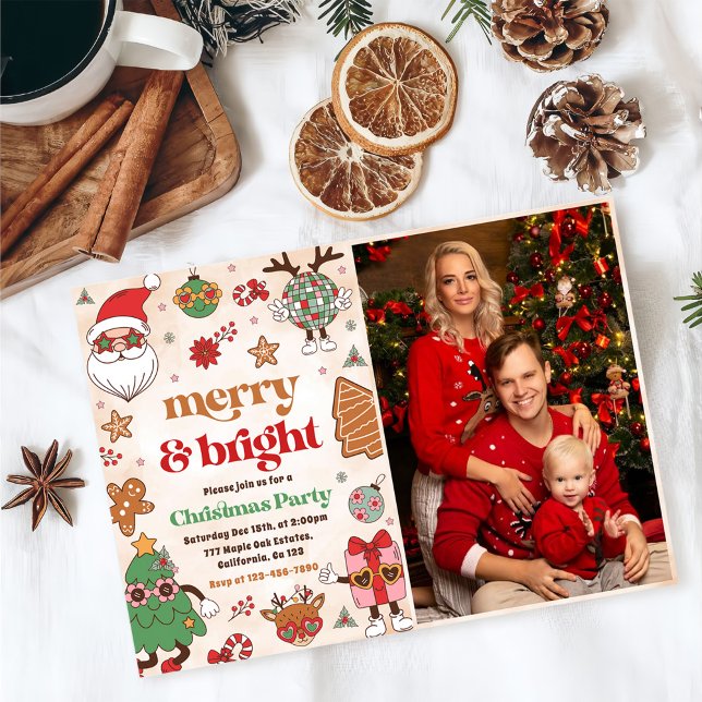 Invitación Fiesta De Festividades De Los Navidades Retro Bril (Subido por el creador)