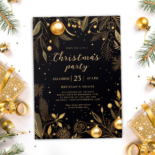Invitación Fiesta De Festividades De Oro Y Negro Para Los nav