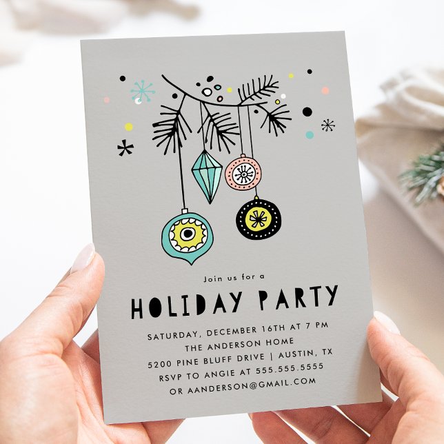 Invitación Fiesta de festividades grises de los adornos retro (Subido por el creador)