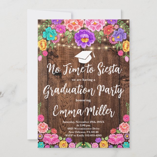 Invitación Fiesta de Fiesta de Graduación Mexicana (Anverso)