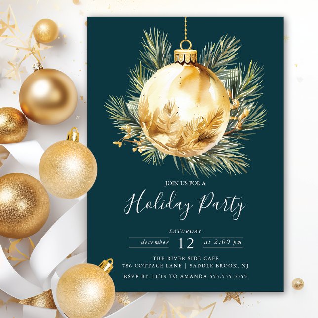 Invitación Fiesta de Fiesta de Ornamentos de Navidad Evergree (Subido por el creador)