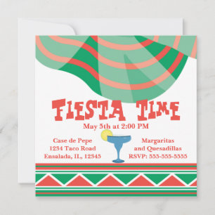 Invitación Fiesta de Fiesta Verde y Roja con Margarita