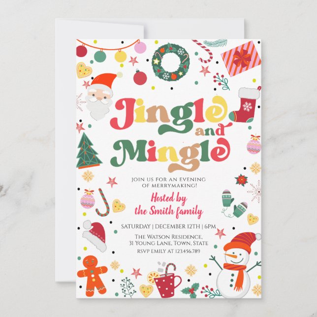 Invitación Fiesta De Fiestas De Jingle Y Mingle Navidad (Anverso)