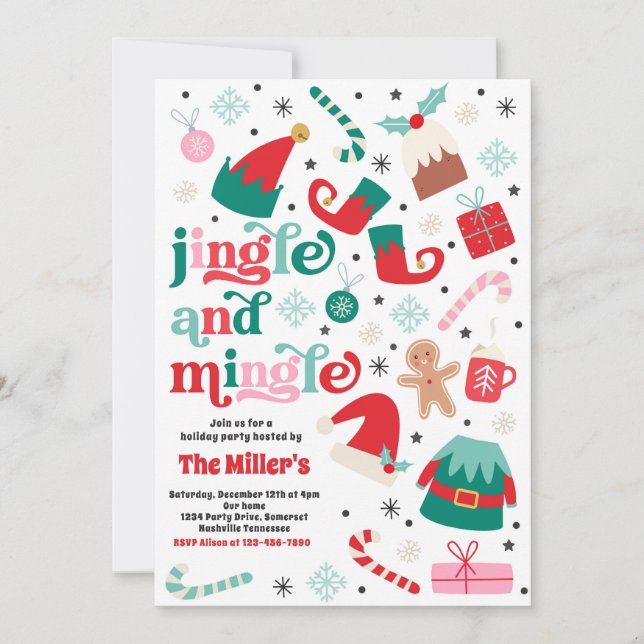 Invitación Fiesta De Fiestas De Jingle Y Mingle Navidad (Anverso)