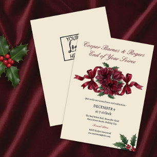 Invitación Fiesta de Fin de Año Corporativa con Lazo de Terci