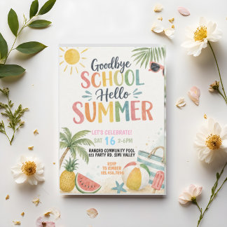 Invitación Fiesta de fin de curso, Hola verano