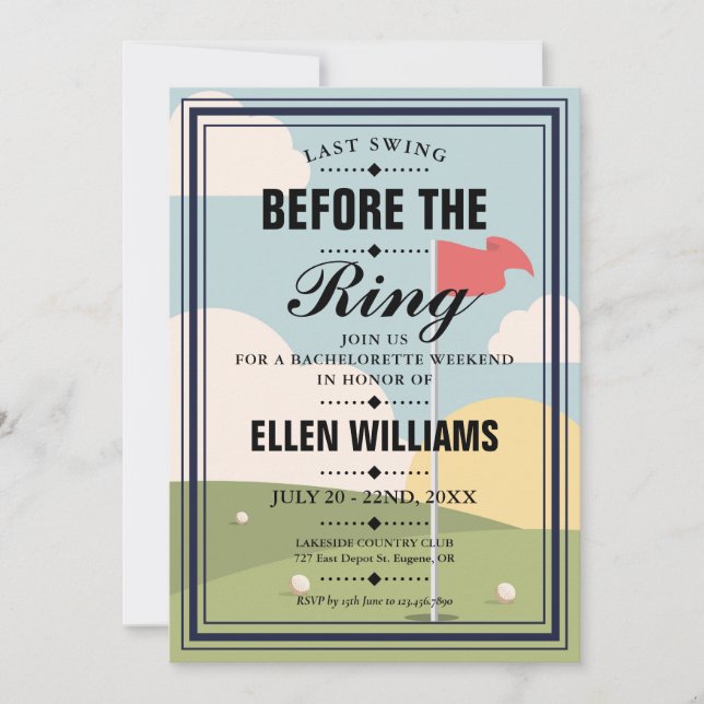 Invitación Fiesta de fin de semana de golf para soltera de Úl (Anverso)