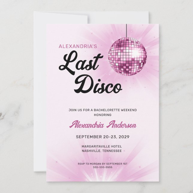 Invitación Fiesta de fin de semana de Last Disco Retro Bachel (Anverso)