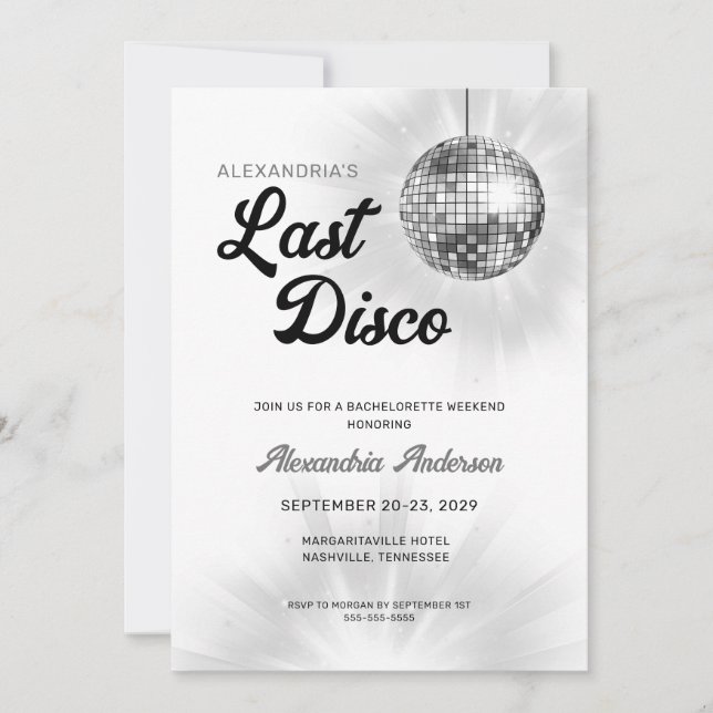 Invitación Fiesta de fin de semana de Last Disco Retro Bachel (Anverso)