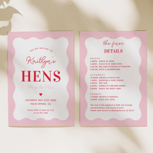 Invitación Fiesta de fin de semana de onda rosa y roja para H