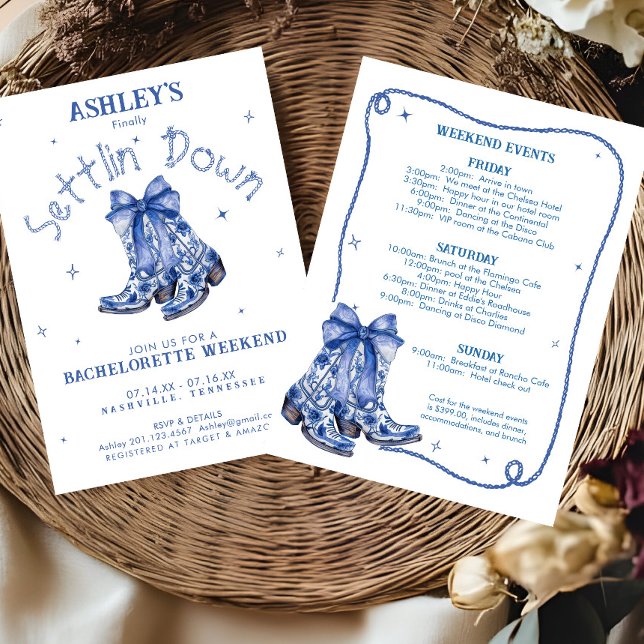 Invitación Fiesta de Fin de Semana de Soltera Azul (Subido por el creador)