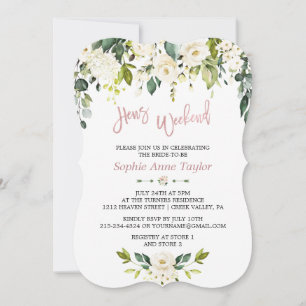 Invitación Fiesta de fin de semana de soltera con rosas dorad