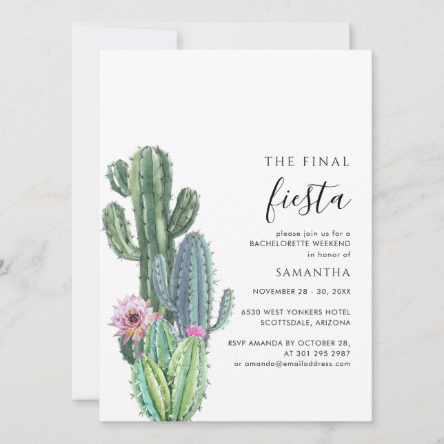 Invitación Fiesta de fin de semana de soltera con vegetación  (Anverso)