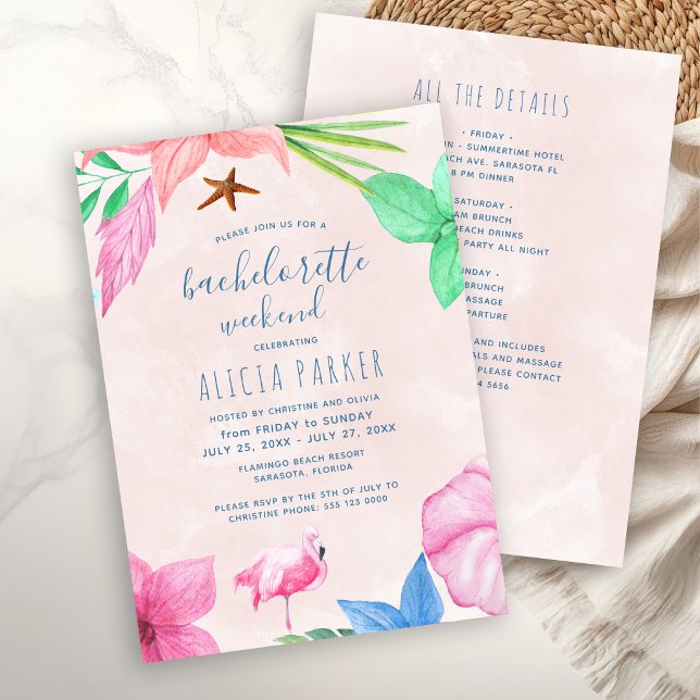 Invitación Fiesta de fin de semana de soltera en playa tropic (Subido por el creador)