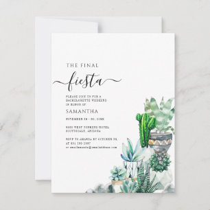 Invitación Fiesta de Fin de Semana de Soltera Plantas de Cact