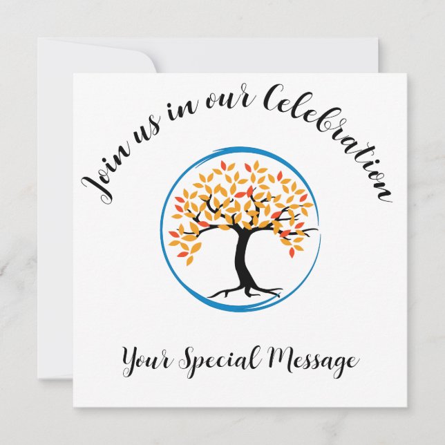 Invitación Fiesta de fin de tratamiento del círculo azul del  (Anverso)