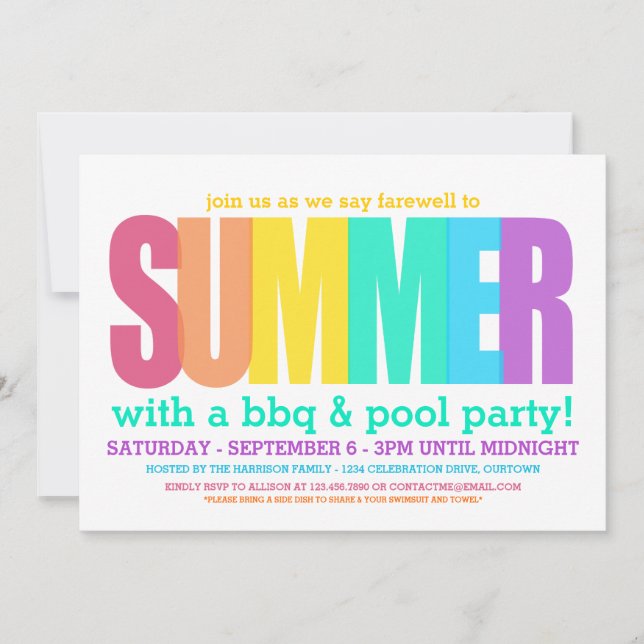Invitación Fiesta de Fin de Verano (Anverso)