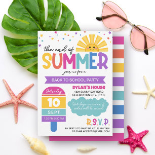 Invitación Fiesta de fin de verano y vuelta al cole para niña