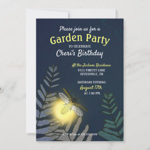 Invitación Fiesta de Firefly Birthday Garden