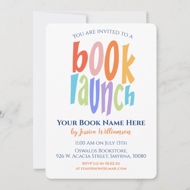 Invitación Fiesta de firma de lanzamiento de libro moderno (Anverso)