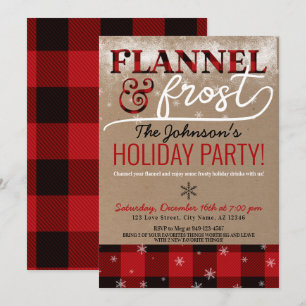 Invitación Fiesta de Flannel & Frost Cocktail Holiday Navidad
