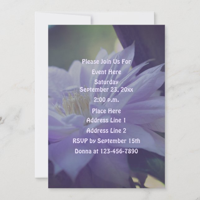 Invitación Fiesta De Flores Clematis Nestriado (Anverso)