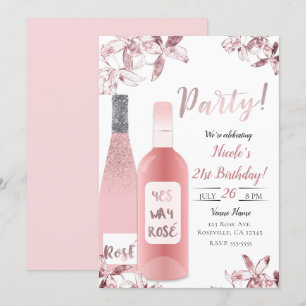 Invitación Fiesta de flores de vino y orquídeas rosadas
