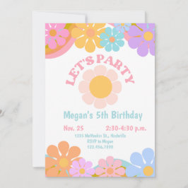 Invitación Fiesta de flores del partido de cumpleaños de las 