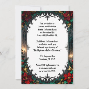 Invitación Fiesta de Flores góticas y Navidades de cuadros