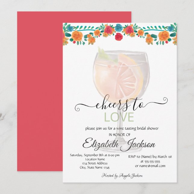 Invitación Fiesta de Flores Mexicanas Margarita Despedida de  (Anverso / Reverso)