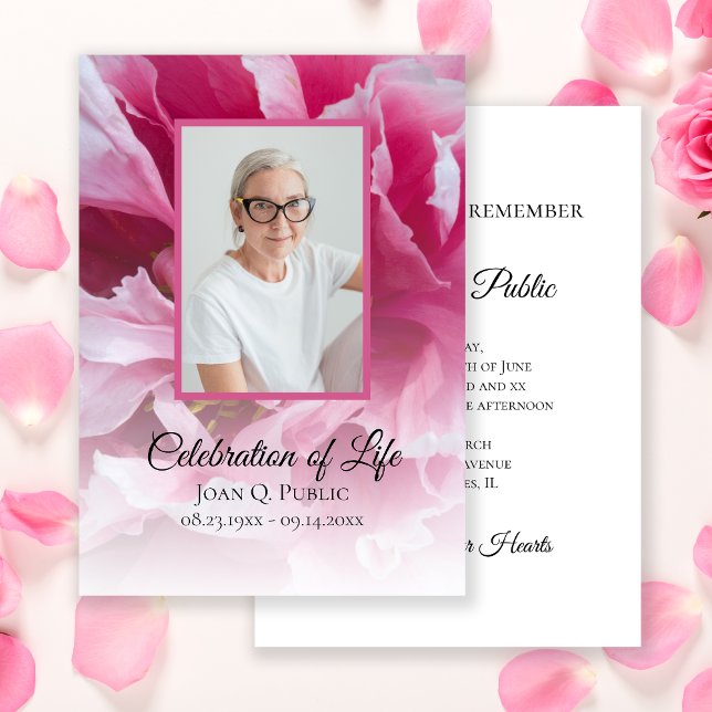 Invitación Fiesta de flores rosadas en funeral de vida (Subido por el creador)