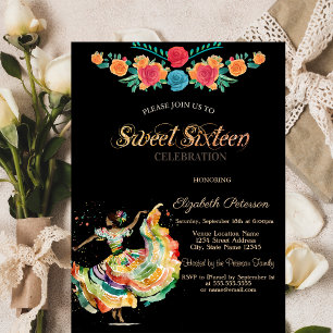 Invitación Fiesta de Flores Señorita Mexicana Cumpleaños 16 