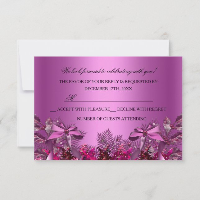 Invitación Fiesta de follaje y Navidades de bonito rosado RSV (Anverso)