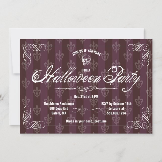 Invitación Fiesta de fondo de escritorio gótico Halloween (Anverso)