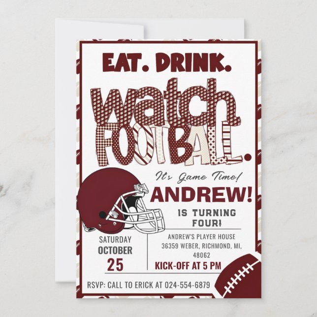 Invitación Fiesta de FOOTBALL WATCH (Anverso)