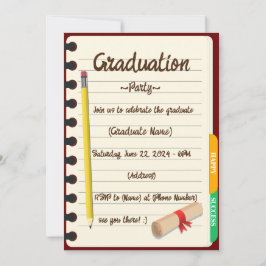 Invitación Fiesta de foto de graduación de cuaderno de agenda