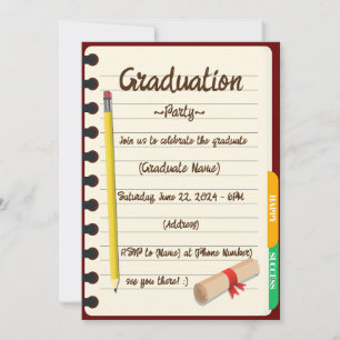 Invitación Fiesta de foto de graduación de cuaderno de agenda