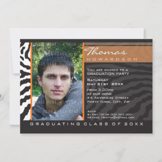 Invitación Fiesta DE FOTO GRAD INVITE naranja de banda de ceb