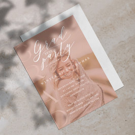 Invitación Fiesta de foto graduada minimo caligrafía moderna