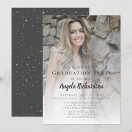 Invitación Fiesta de fotografía de escritura moderna de gradu