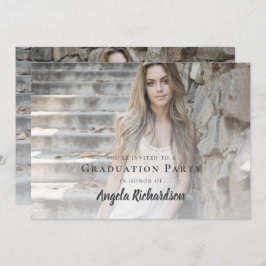 Invitación Fiesta de fotografía de escritura moderna de gradu