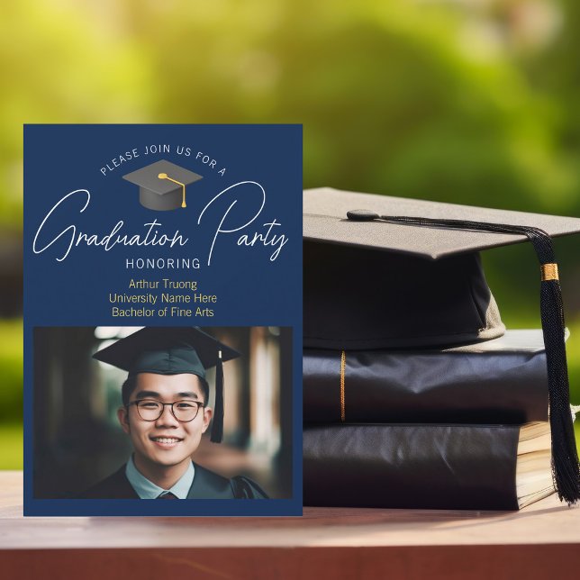 Invitación Fiesta de fotografía de graduación azul de la Mari (Subido por el creador)